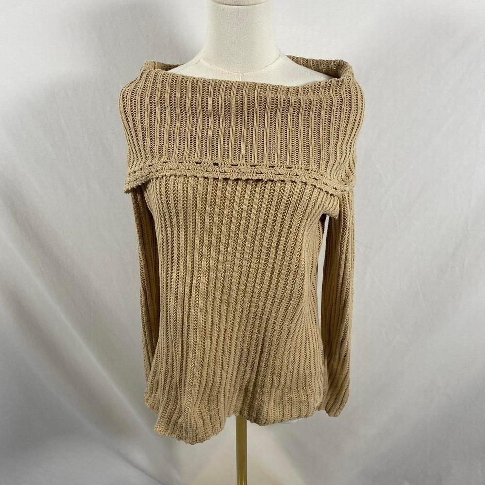 Talbots brown cowl neck sweater top size medium‎ petite y2k academia vtg